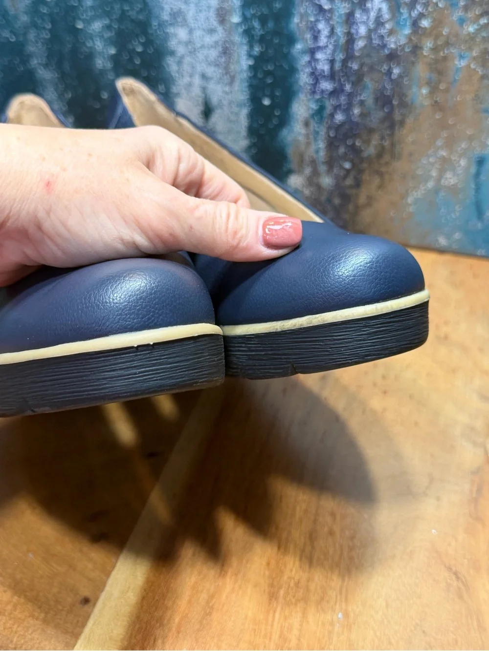Naturalizer SOUL “About Time” Minimalist Platform Wedge Pumps Navy Blue Size 9